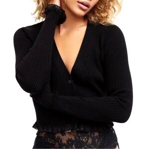 For Love And Lemons Black Lace Cardigan